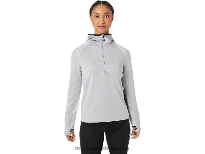 RPVB2764 gris glaciar jaspeado/negro Asics sudadera con capucha de manga larga de invierno para mujer