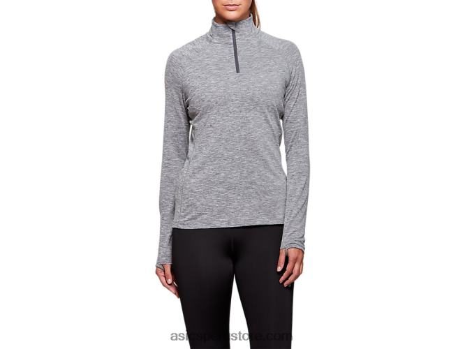 RPVB4207 brezo gris oscuro Asics top dorai con cremallera de un cuarto para mujer