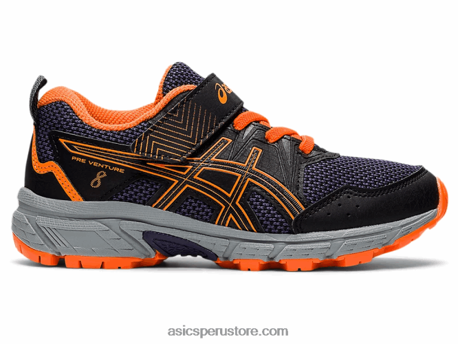 RPVB4488 negro/naranja impactante Asics pre-venture 8 preescolar